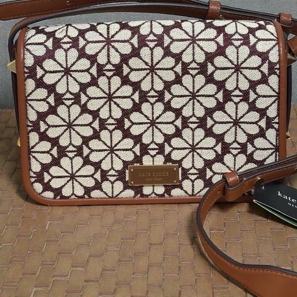 kate spade Handbags - Kate Spade ♠️ Floral Crossbody Bag - Burgundy and Cream NWT